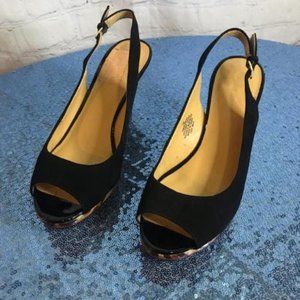 Nine West Black Suede Strappy Heels - Size 7M